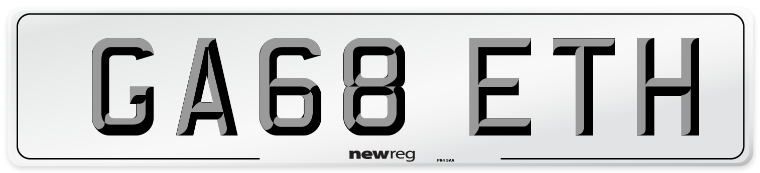 GA68 ETH Number Plate from New Reg